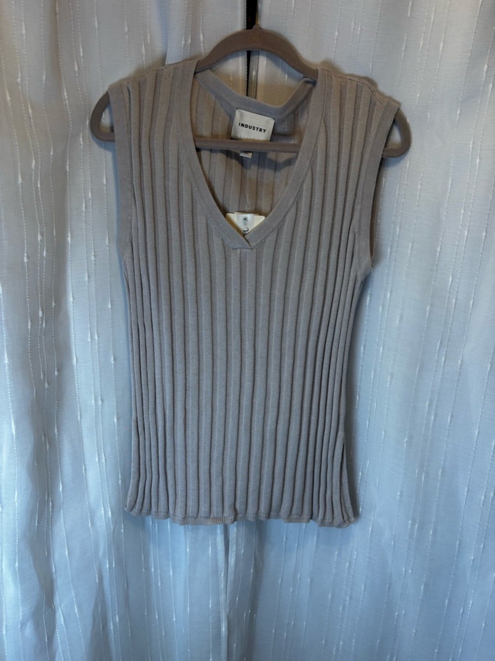 Industry Ribbed V-Neck Sleeveless Knit Top - Taupe